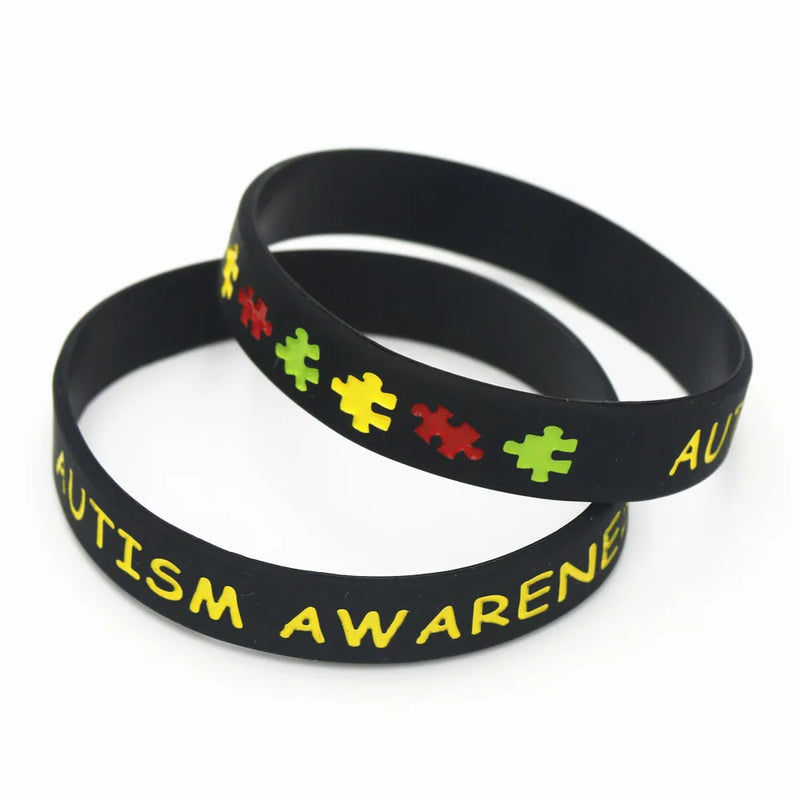 Pulseira colorida de Identificação- "Eu Amo Alguém com Autismo" - Silicone com Design de Quebra-Cabeça